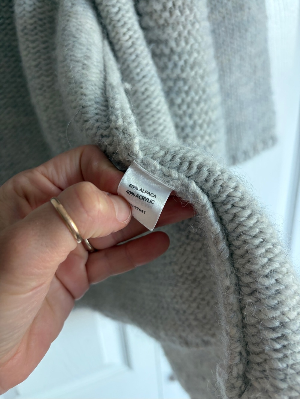 J. Jill Alpaca Blend Shawl Collar Open Front Cardigan Heavy Knit Gray - Picture 4 of 5
